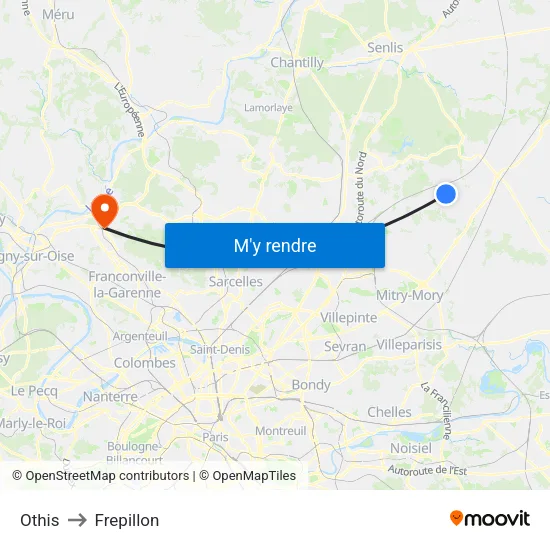 Othis to Frepillon map