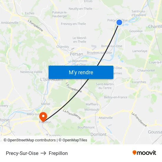 Precy-Sur-Oise to Frepillon map