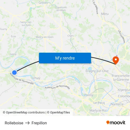 Rolleboise to Frepillon map