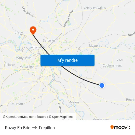 Rozay-En-Brie to Frepillon map