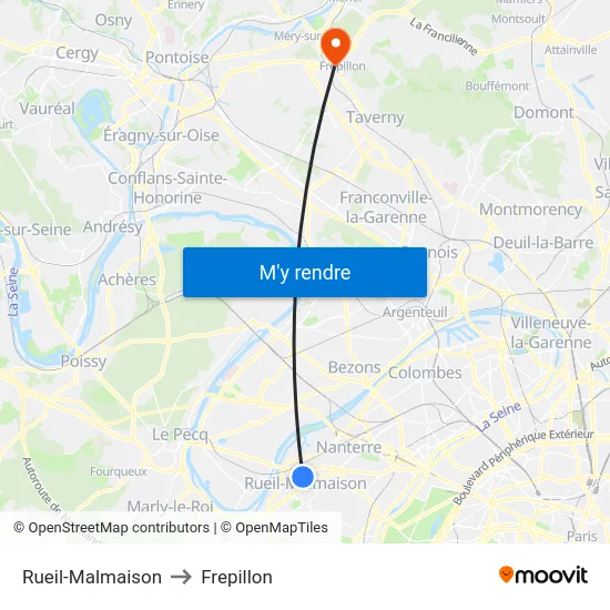 Rueil-Malmaison to Frepillon map