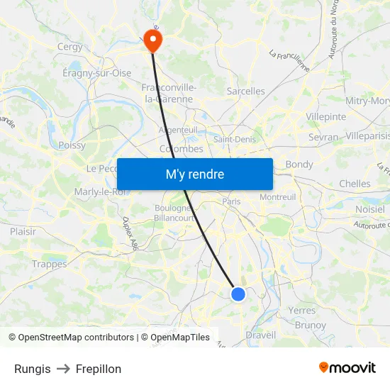 Rungis to Frepillon map