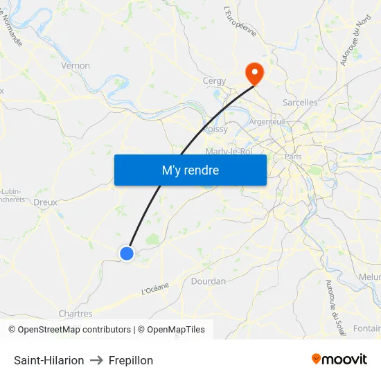 Saint-Hilarion to Frepillon map
