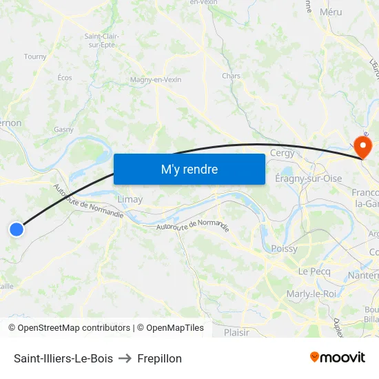 Saint-Illiers-Le-Bois to Frepillon map