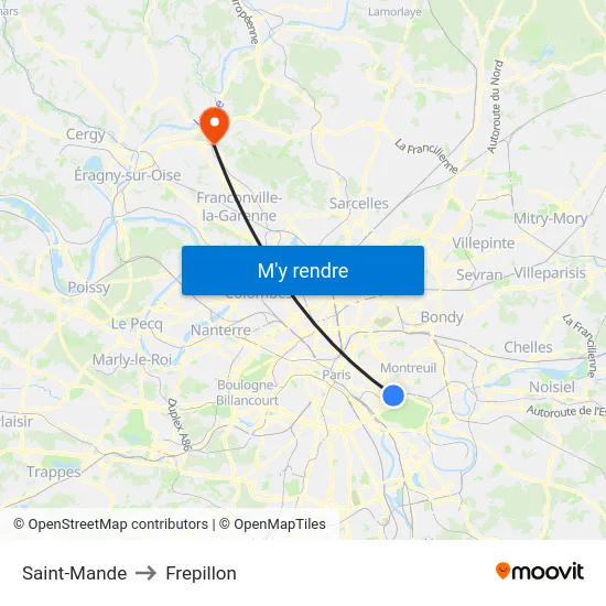 Saint-Mande to Frepillon map