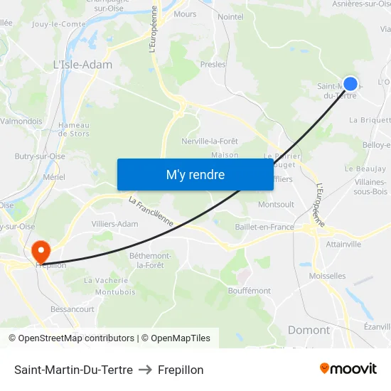 Saint-Martin-Du-Tertre to Frepillon map