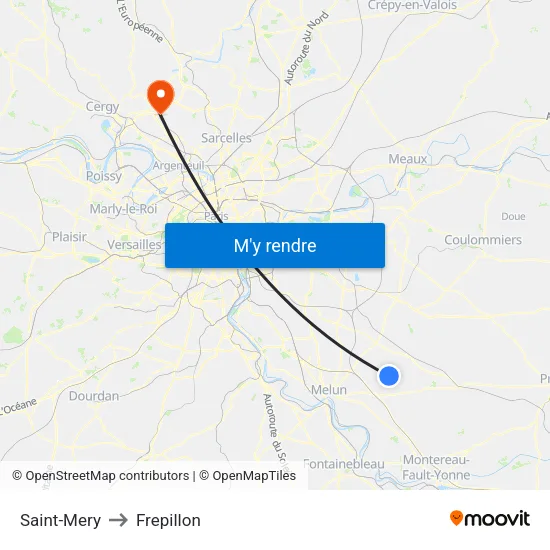 Saint-Mery to Frepillon map