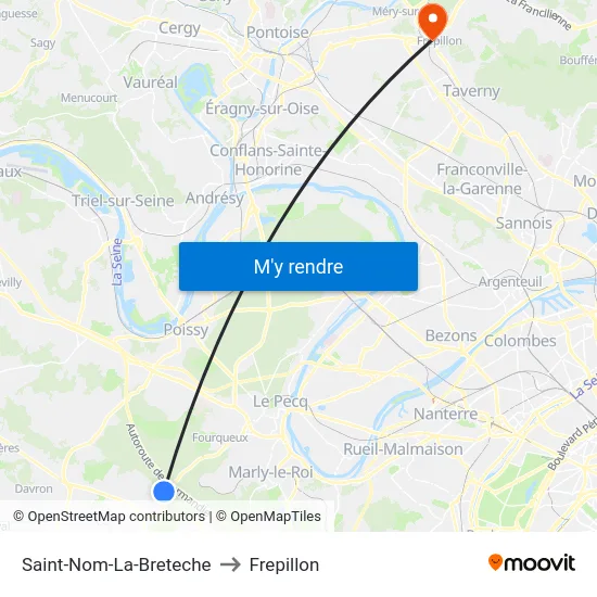 Saint-Nom-La-Breteche to Frepillon map