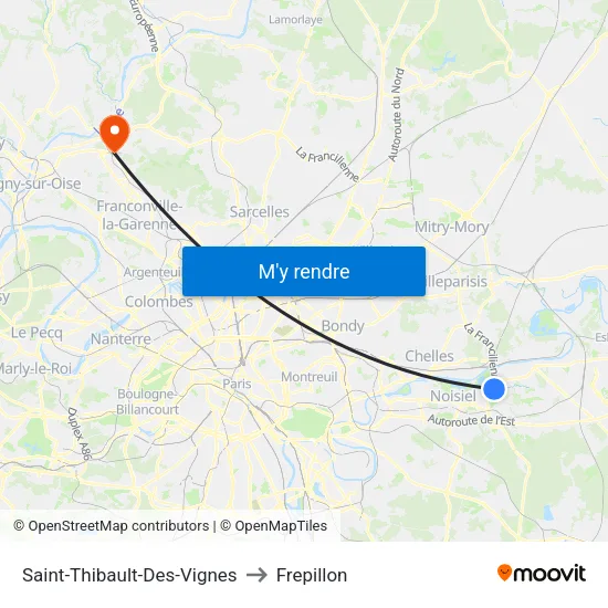Saint-Thibault-Des-Vignes to Frepillon map