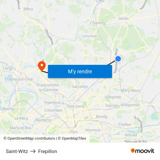 Saint-Witz to Frepillon map