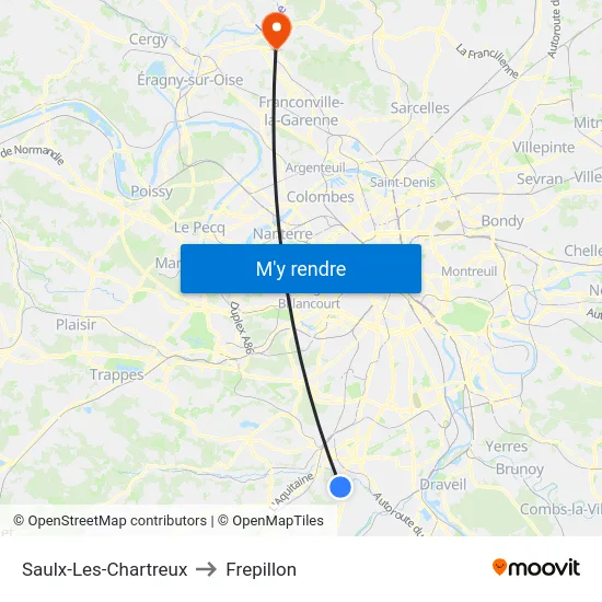Saulx-Les-Chartreux to Frepillon map