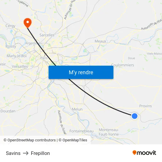 Savins to Frepillon map