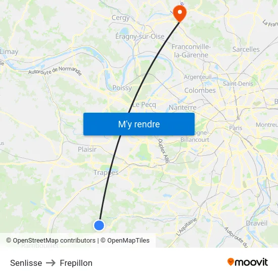 Senlisse to Frepillon map