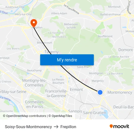 Soisy-Sous-Montmorency to Frepillon map