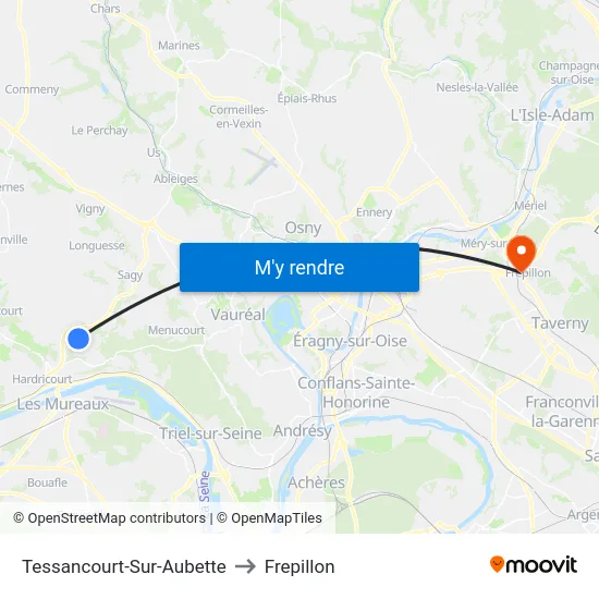 Tessancourt-Sur-Aubette to Frepillon map