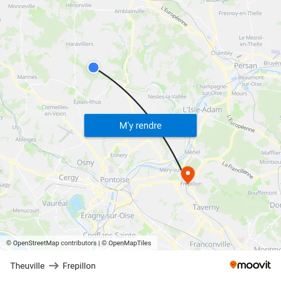 Theuville to Frepillon map