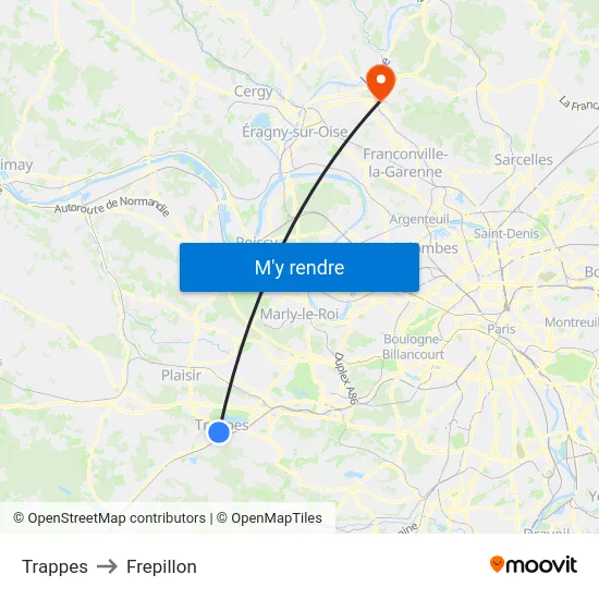 Trappes to Frepillon map