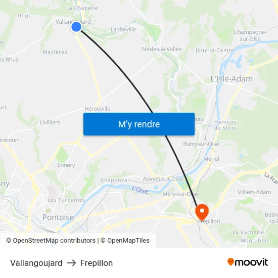 Vallangoujard to Frepillon map