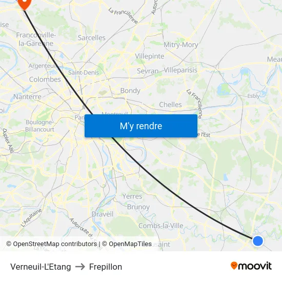Verneuil-L'Etang to Frepillon map