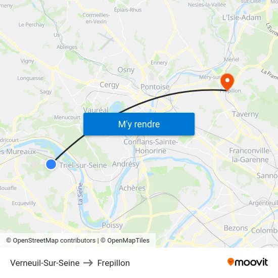 Verneuil-Sur-Seine to Frepillon map