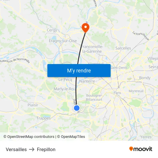 Versailles to Frepillon map