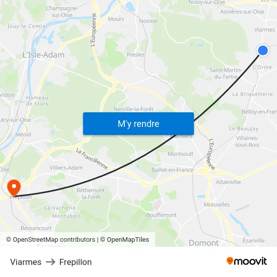 Viarmes to Frepillon map