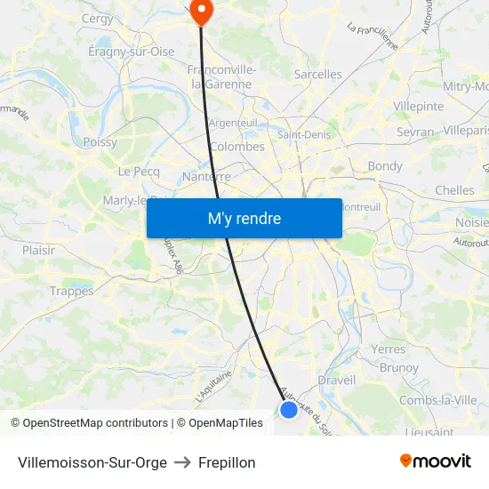 Villemoisson-Sur-Orge to Frepillon map