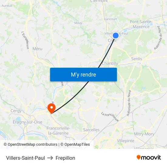 Villers-Saint-Paul to Frepillon map
