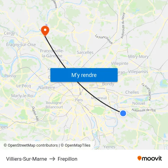 Villiers-Sur-Marne to Frepillon map