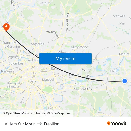 Villiers-Sur-Morin to Frepillon map