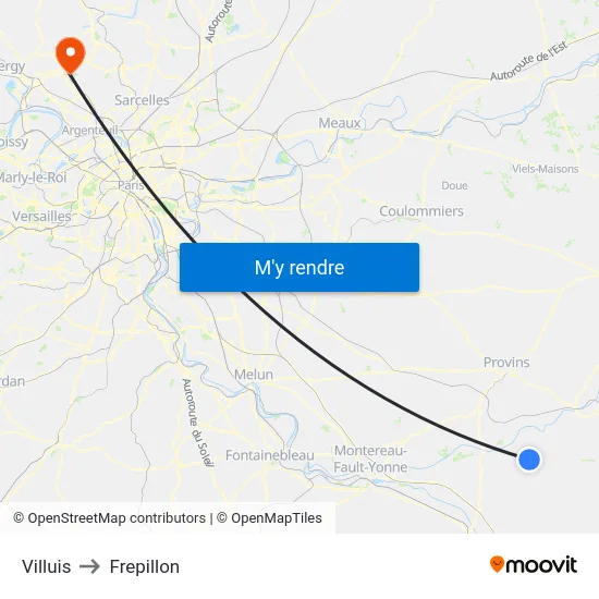 Villuis to Frepillon map