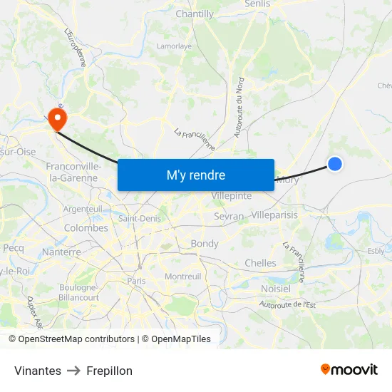 Vinantes to Frepillon map