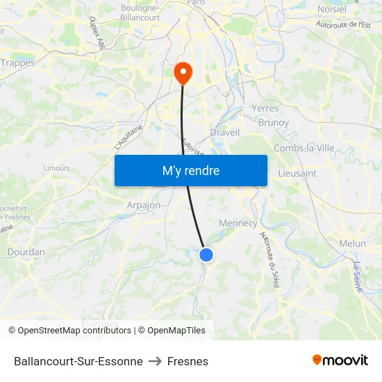 Ballancourt-Sur-Essonne to Fresnes map