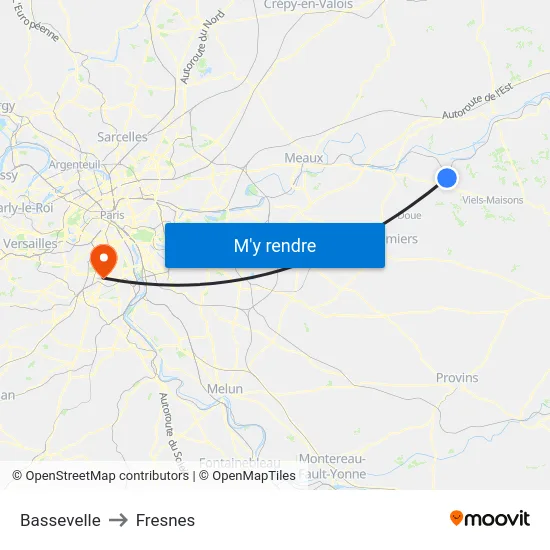 Bassevelle to Fresnes map