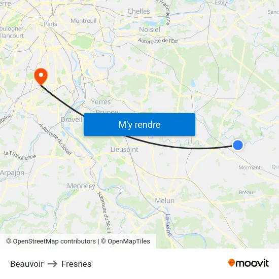 Beauvoir to Fresnes map