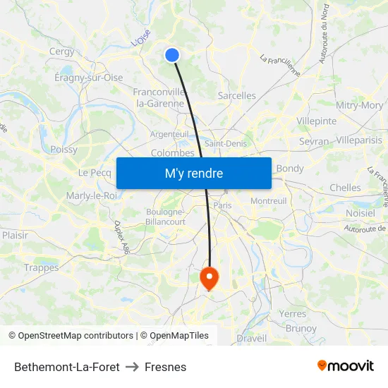 Bethemont-La-Foret to Fresnes map