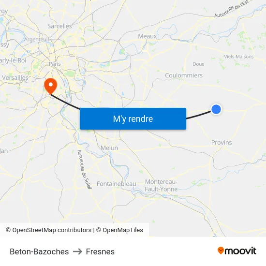 Beton-Bazoches to Fresnes map