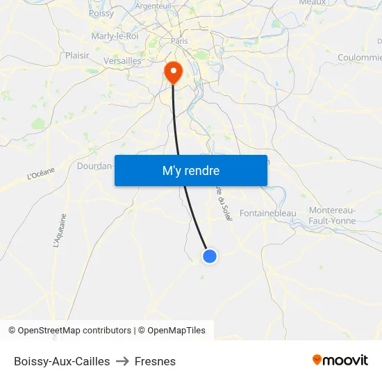 Boissy-Aux-Cailles to Fresnes map