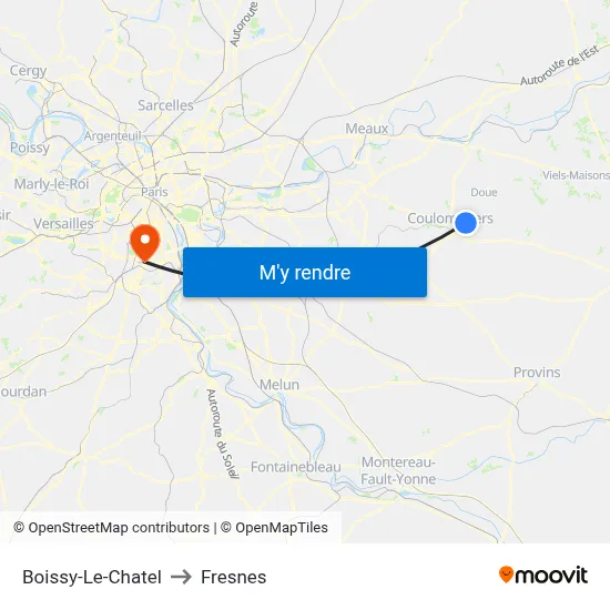 Boissy-Le-Chatel to Fresnes map