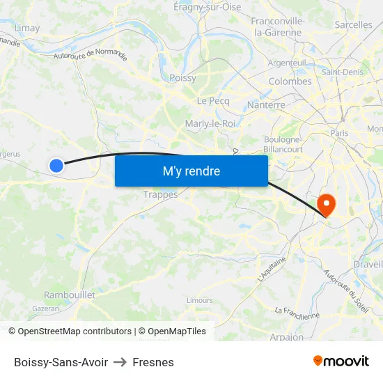 Boissy-Sans-Avoir to Fresnes map