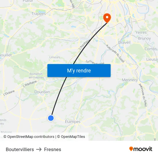 Boutervilliers to Fresnes map