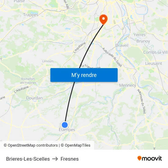 Brieres-Les-Scelles to Fresnes map