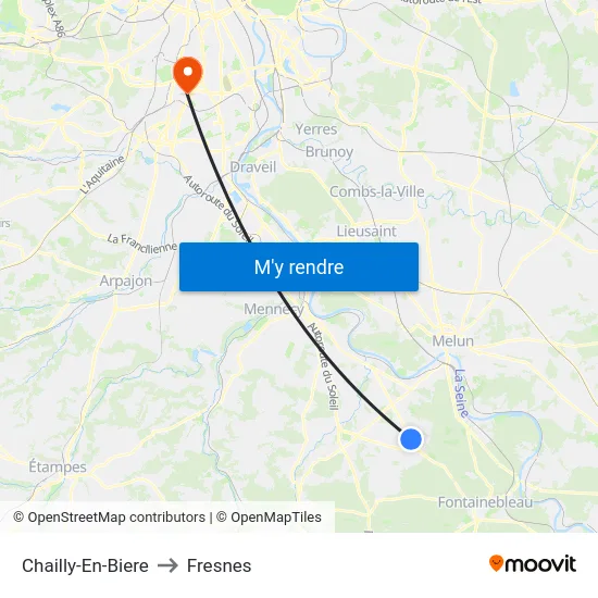 Chailly-En-Biere to Fresnes map
