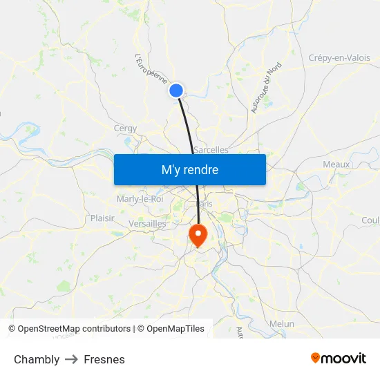 Chambly to Fresnes map