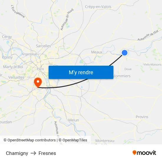 Chamigny to Fresnes map