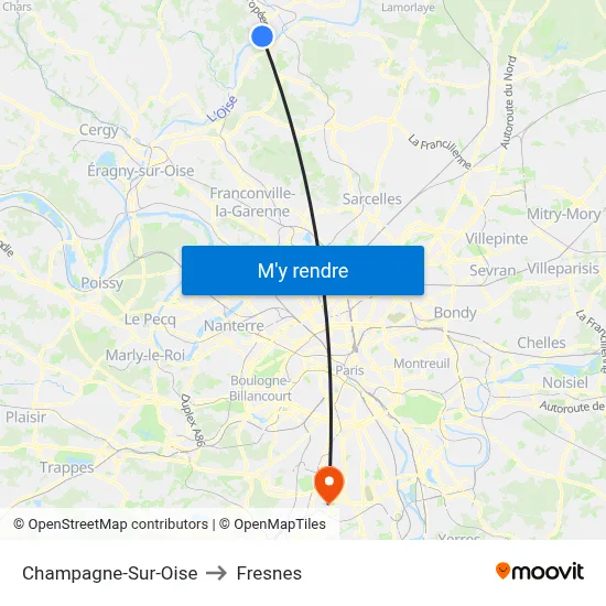Champagne-Sur-Oise to Fresnes map