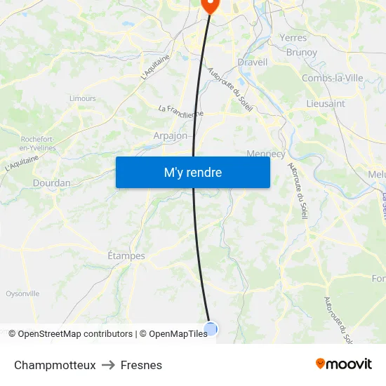 Champmotteux to Fresnes map