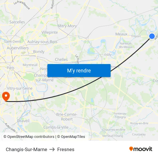 Changis-Sur-Marne to Fresnes map
