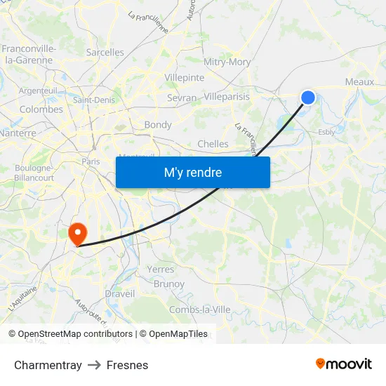 Charmentray to Fresnes map