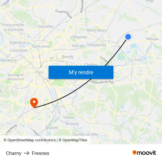 Charny to Fresnes map